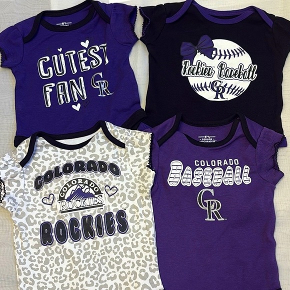 NEW [MLB] Colorado Rockies Girls Growth Stage Set of 4x, Baby 0/3 to 3/6 Months - Picture 2 of 12